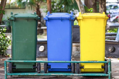 Stock image of a skip outside a Peckham terraced house